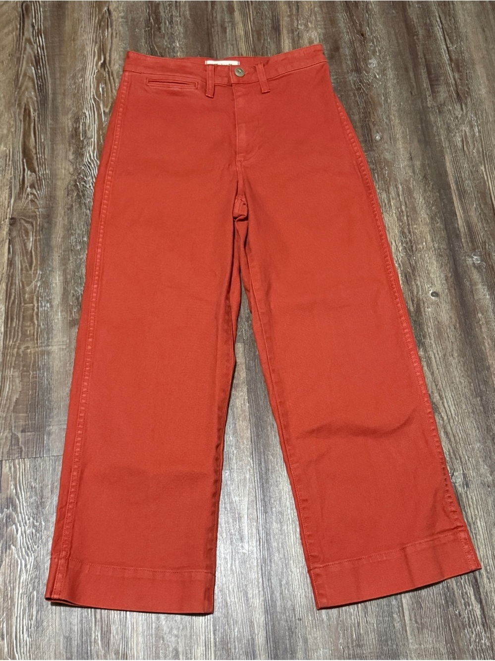 Madewell Slim Emmett Wide Leg Crop Jeans Women's 25 High Rise in Burnt Orange